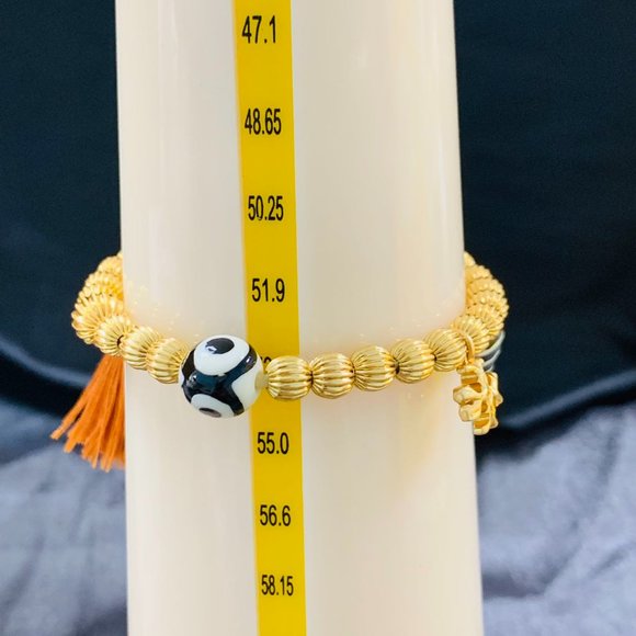 Tory Burch Bracelet Roxanne Multicolot Bead Tassel bracelet Rolled Gold - Picture 13 of 14